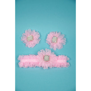 Penguins Baby Girl Fancy Headband and Clips Flower Set